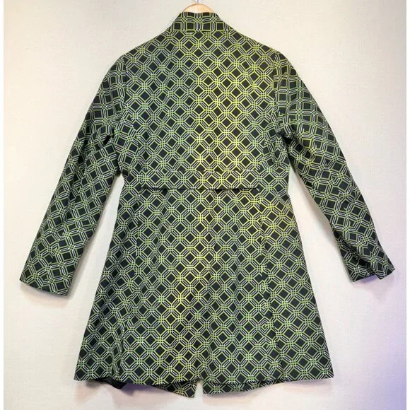 Banana Republic Womens Geometric Pattern Coat Small Green Black - Picture 10 of 13